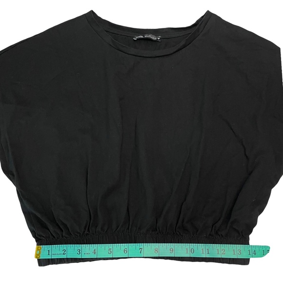 Zara Black Dolman Sleeve Elastic Waist Crop Top Size Large - Picture 7 of 8